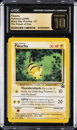 2000 POKEMON BLACK STAR PROMOS THE POWER OF ONE #27 PIKACHU CGC 10 PERFECT - Image 1