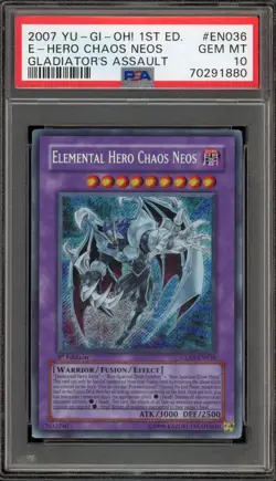 Yu-Gi-Oh! Elemental Hero Chaos Neos Gladiator's Assault 1st Ed GLAS-EN036 PSA 10 - Image 1