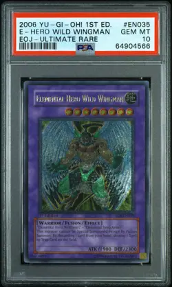 YUGIOH 1ST EOJ-EN035 ELEMENTAL HERO WILD WINGMAN ULT PSA 10 GEM MINT #64904566 - Image 3