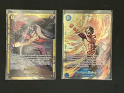 One Piece SEC lot! NM- Portgas.D.Ace SEC + Crocodile SEC + BONUS-SR/DON cards! - Image 1