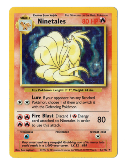 Ninetales 12/102 Pokemon Card TCG Base Set Unlimited Rare Holo MP - Image 1