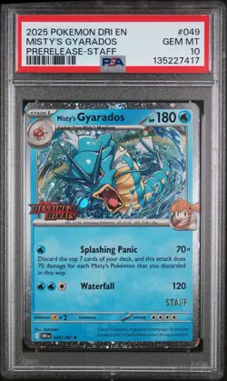 Misty's Gyarados Prerelease-Staff Pokemon Dri En-Destined Rivals 049/182 PSA 10 - Image 1