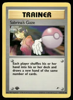 Pokemon Cards Sabrina's Gaze 125/132 1ST EDITION Gym Heroes WOTC Common NM - Image 1