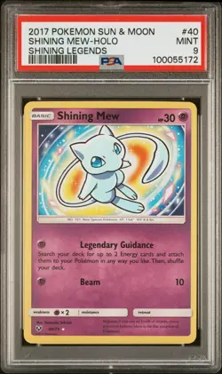 PSA 9 MINT Shining Mew 40/73 Holo Ultra Rare Pokemon Sun & Moon Shining Legends - Image 1