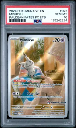 PSA 10 Mimikyu Holo Paldean Fates ETB Promo SVP 075 Pokemon Center Exclusive - Image 1