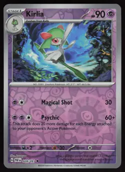 KIRLIA 028/091 UNCOMMON PALDEAN FATES POKEMON REVERSE HOLO NM/M - Image 1