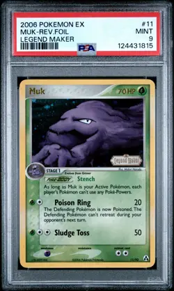 Pokemon Muk 11/92 - Reverse Holo Stamped Rare EX Legend Maker 2006 - PSA 9 MINT - Image 3