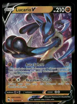 Pokemon Cards Lucario V 027/073 Champion's Path Holo Rare V NM - Image 1