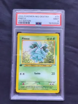 Pokemon Cards: 1st Edition Neo Destiny Common: Pineco 77/105: PSA 9 - Image 1