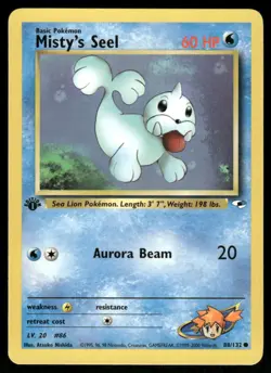Pokemon Cards Misty's Seel 88/132 1ST EDITION Gym Heroes WOTC Common NM - Image 1