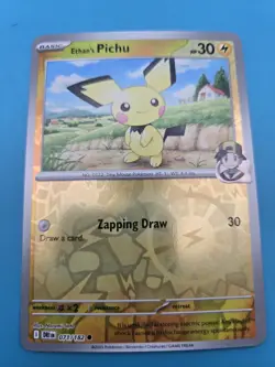 Pokemon Singles Reverse Holo Ethan's Pichu SV10: Destined Rivals 071/182 NM - Image 1
