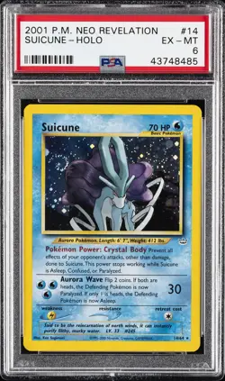 2001 POKEMON NEO REVELATION #14 SUICUNE-HOLO PSA 6 - Image 1