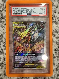 2019 POKEMON SM BLACK STAR PROMO FULL ART/MOLTRES & ZAPDOS & ARTICUNO GX PSA 9 - Image 1