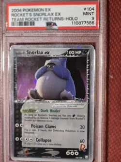 2004 Pokemon Rocket’s Snorlax Ex Holo #104 PSA 9 Mint Rare - Image 1