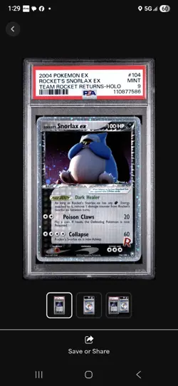 2004 Pokemon Rocket’s Snorlax Ex Holo #104 PSA 9 Mint Rare - Image 3
