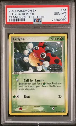 2004 Pokemon Ex Team Rocket Returns Ledyba Reverse Foil Psa 10 Gem Mint POP 14! - Image 1