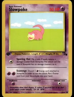 Slowpoke 1st Edition Fossil 55/62 WOTC VINTAGE - NM+ Pokemon - EXCELLENT - Image 1