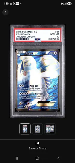 2015 POKEMON XY ANCIENT ORIGINS #94 FULL ART/LUGIA EX PSA 10 - Image 3
