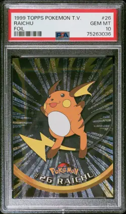 PSA 10 GEM MINT Riachu Topps Foil Pokemon TV #26 Black Label 2nd Print LOW POP! - Image 1
