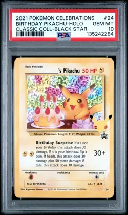 PSA 10 Birthday Pikachu Holo #24 Pokemon SWSH Celebrations 25th Anniversary - Image 1