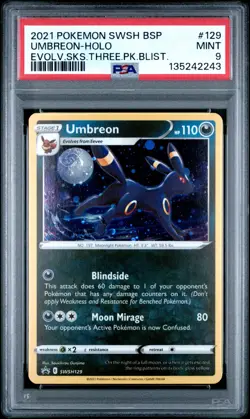PSA 9 MINT Umbreon SWSH129 Cosmos Holo Pokemon Black Star Promo *HD MOON SWIRL* - Image 1