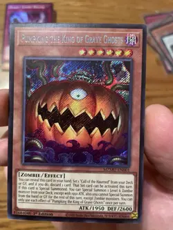 Yu Gi Oh Pumpking The King of Grave Ghost MZMU-EN001 Secret Rare Mint Condition - Image 2
