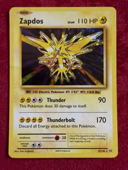 Pokemon TCG Zapdos Holo 42/108, Evolutions (MP) - Image 1