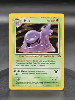 Pokemon TCG Muk 13/62 Fossil Unlimited Holo Rare Vintage Card 1999 WOTC - Image 1