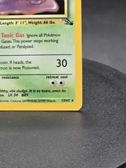 Pokemon TCG Muk 13/62 Fossil Unlimited Holo Rare Vintage Card 1999 WOTC - Image 5