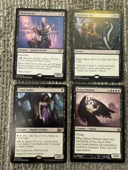MTG Magic The Gathering Lot 4 Rare Black Cards Flesh Carver Reiver Demon DTK M15 - Image 1