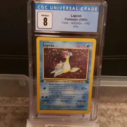 Pokemon Lapras Fossil 1st Edition 10/62 Holo Rare 1999 CGC 8 - Image 2
