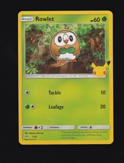 2021 Pokemon TCG Holo Rowlet 7/25 - Image 1