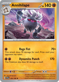 Annihilape | 109/198 | Non-Holo Rare Deck Exclusive | Pokemon Scarlet & Violet - Image 1