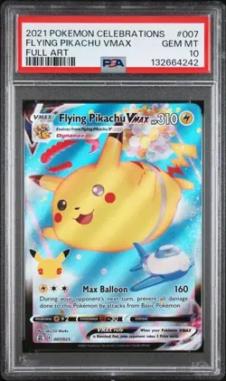 2021 Pokemon Celebrations #007 Flying Pikachu VMAX Full Art PSA 10 - Image 1