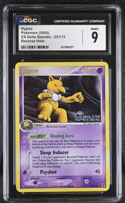 CGC 9 MINT Hypno 2005 EX Delta Species 23/113 Reverse Holo STAMPED Pokemon Card - Image 1