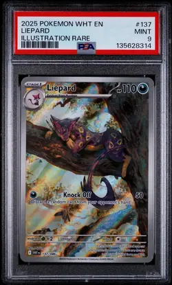 PSA 9 MINT Liepard 137/086 IR Illustration Rare White Flare Pokemon Card - Image 1