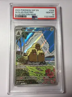 2024 POKEMON SSP EN-SURGING SPARKS ILLUSTRATION RARE #208 ALOLAN DUGTRIO PSA 10 - Image 1