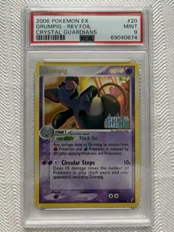 2006 Pokemon Grumpig EX Crystal Guardians #20 Reverse Holo Rare PSA 9 Mint - Image 1