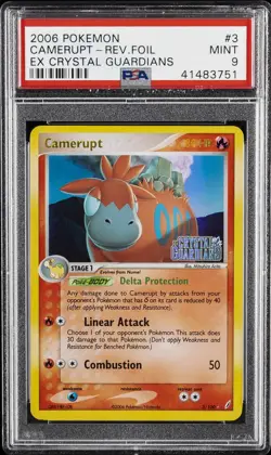 2006 POKEMON EX CRYSTAL GUARDIANS #3 CAMERUPT-REVERSE FOIL PSA 9 - Image 1