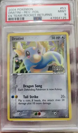 2004 POKEMON EX TEAM ROCKET RETURNS DRATINI #53 REVERSE PSA 9 MINT - Image 1