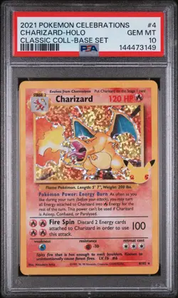 2021 POKEMON CELEBRATIONS CLASSIC COLL #4 CHARIZARD-HOLO PSA 10 - Image 1