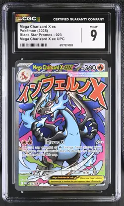 CGC 9 MINT Mega Charizard X ex MEP 023 UPC Black Star PROMO Pokemon Card - Image 1