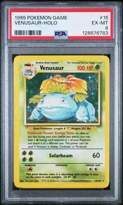 1999 POKEMON BASE SET UNLIMITED #15 VENUSAUR-HOLO PSA 6 - Image 1