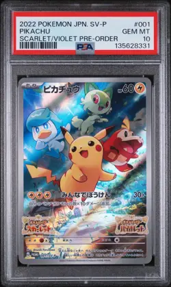 PSA 10 GEM MINT Pikachu 001/SV-P PROMO Scarlet Violet Pre Order Japanese Pokemon - Image 1