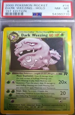 Pokemon Dark Weezing Team Rocket 1st Edition 14/82 Holo Rare 2000 PSA 8 - Image 1
