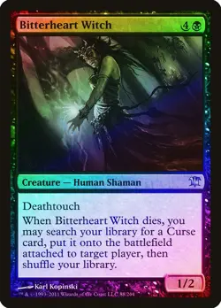 Bitterheart Witch FOIL Innistrad HEAVILY PLD Black Uncommon MAGIC CARD ABUGames - Image 1