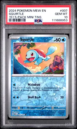 PSA 10 - SQUIRTLE - 007/165 151 151 5-PACK MINI TIN POKEMON - Image 1