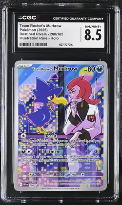 Pokemon Destined Rivals Team Rocket's Murkrow - 200/182 Graded CGC NM/MINT+ 8.5 - Image 1