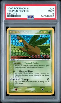 2005 POKEMON EX DEOXYS #27 TROPIUS-REVERSE FOIL PSA 9 - Image 1