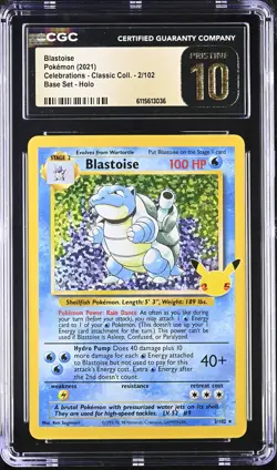 CGC 10 - BLASTOISE - 2/102 CELEBRATIONS - CLASSIC COLL. BASE SET HOLO POKEMON - Image 1